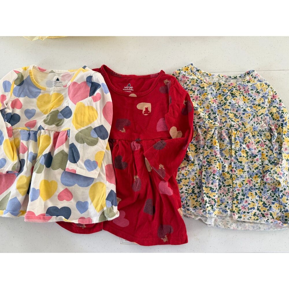 Baby Gap Girls Dress Lot of 3 Heart/Floral Dresses size 18-24 months